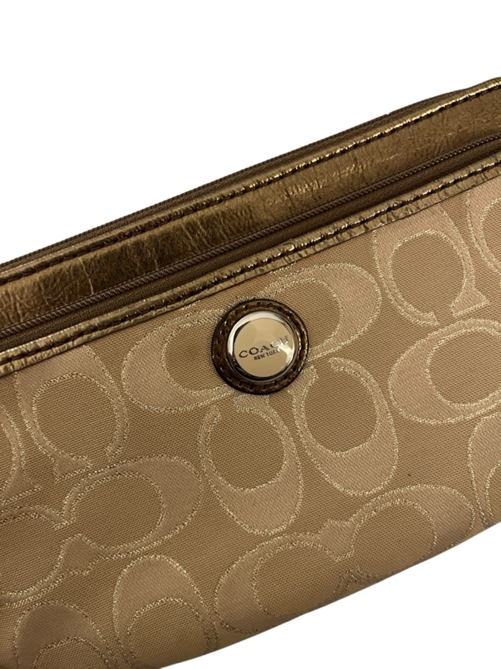 Coach Beige Double Zip Wristlet with Metallic - Signature C design - Picture 3 of 6